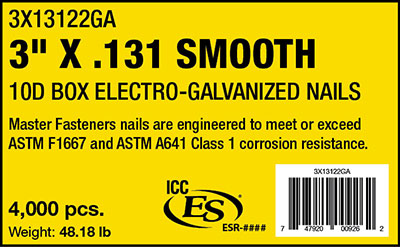 Master fasteners electro galvanized label