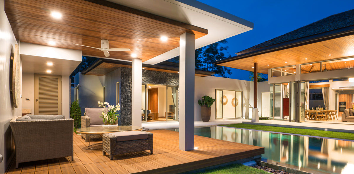 Interior and exterior design of pool villa with swimming pool of the house or home building Pacific Woodteach Engineered Treated LVL is great for decks and reducing posts
